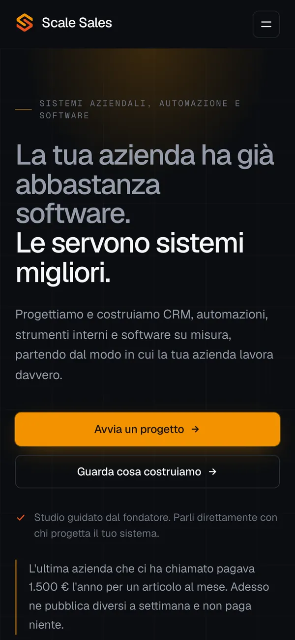 Scale Sales home page on a phone
